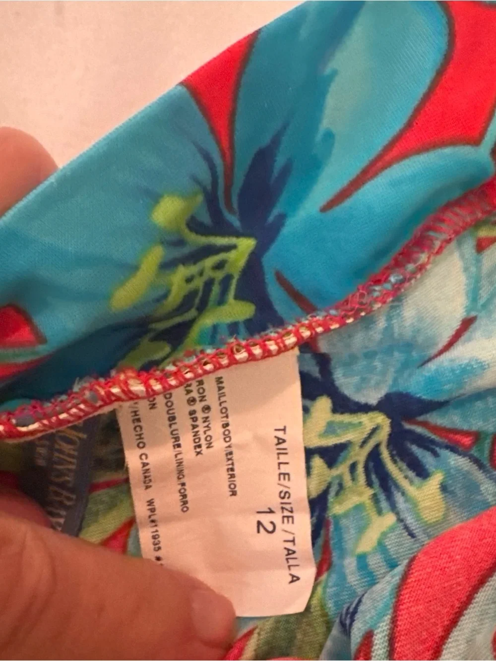 St. John's Bay Red Floral Tankini Swimsuit with Blue Flowers